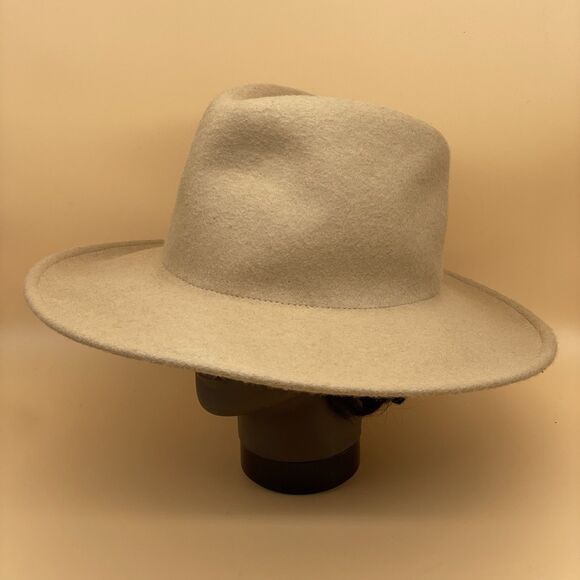 100% Wool Felt Wide Brim Hat Beige Camel Women’s One Size Boho Universal Thread - Picture 11 of 13